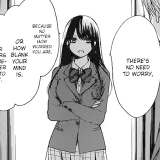 🖤 BECAUSE NO MATTER HOW WORRIED YOU ARE, THERE'S NO NEED TO WORRY, Anime, Mangá, Preocupado, Não se preocupe, Apoio emocional telegram sticker