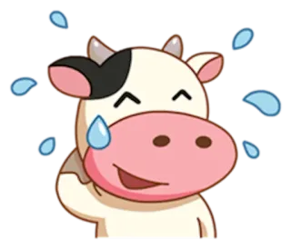 😅 Krowa, Emoji, Kreskówka, Zwierzę, Szczęśliwy, Uroczy telegram sticker