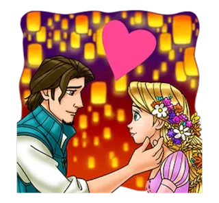 👸 Rapunzel Tangled Cartoon, Liebe, Romantik, Herz, Disney, Laternen, Prinzessin, Figuren whatsapp sticker