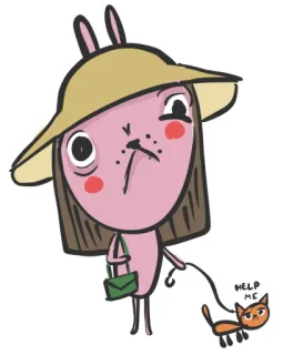 😐 HELP ME animal, fofo, gato, coelho, humor telegram sticker
