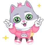 🤩 animal, cat, sticker, cute, cartoon, peace, peace sign telegram sticker