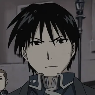💙 Roy Mustang Fullmetal Alchemist anime, manga, reaction, serious, animation, facial expression telegram sticker