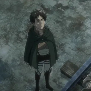 🗡 Eren Yeager Attack on Titan Anime, Eren Yeager, Ataque dos Titãs, Personagem, Desenho animado, Animação whatsapp sticker