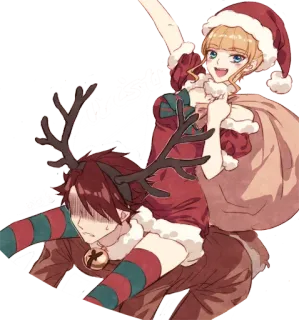 🦌 Noël, fêtes, renne, elfe, Père Noël, festif, dessin animé telegram sticker