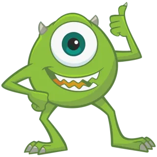 👍 Mike Wazowski Monsters, Inc. Mike Wazowski, Die Monster AG, Cartoon, Daumen hoch, Monster, Einäugig telegram sticker