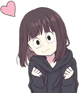 😗 Мультфильм, Аниме, Девушка, Сердце, Толстовка, Милый telegram sticker