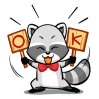 👌 OK енот, животное, ок, одобрение, милый telegram sticker