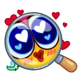 😘 emoji, love, hearts, cartoon, magnifying glass, cute telegram sticker