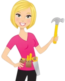 🔨 femme, marteau, outils, construction, dessin animé, blonde telegram sticker