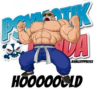 🍣 PSYHOTIK PANDA HOOOOOOLD fitness, muscle, cartoon, character, illustration, funny, gym whatsapp sticker