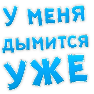 👌 У МЕНЯ ДЫМИТСЯ УЖЕ russian language, cyrillic, phrase, smoke, text sticker telegram sticker