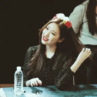 🗞 mujer, sonriendo, corona de flores, feliz, coreana telegram sticker