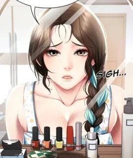 🥺 SIGH... 女人, 镜子, 化妆, 叹气, 担心, 插画 telegram sticker