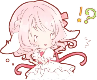 😨 anime, kawaii, cute, question mark, exclamation point telegram sticker