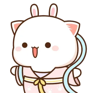 ✨ dễ thương, động vật, hoạt hình, thỏ, mèo, tai telegram sticker