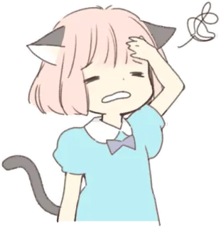 🤕 garota gato, anime, frustrado, fofo, desenho animado, gatinho telegram sticker