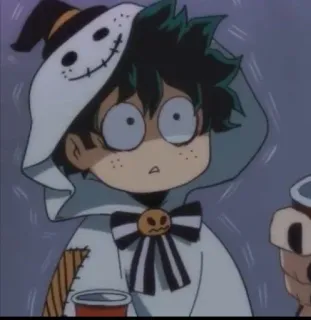 😃 Deku My Hero Academia Anime, Halloween, Deku, My Hero Academia, Dessin animé, Personnage, Costume whatsapp sticker