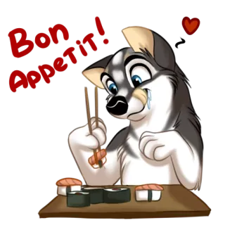 🍗 Bon Appetit! cachorro, sushi, comida, anime, desenho animado, fofo, animal telegram sticker