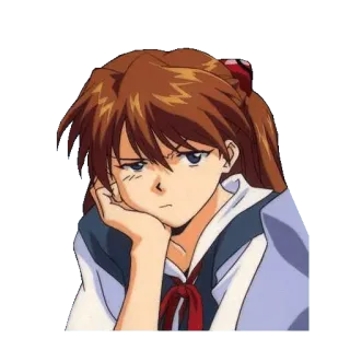 😒 Asuka Langley Soryu Neon Genesis Evangelion anime, gadis, serius, kartun, remaja telegram sticker
