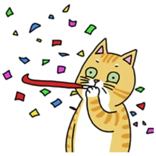 🐈 cat, celebration, confetti, party, animal, cute, cartoon telegram sticker