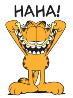 😂 Garfield HAHA! garfield, gato, engraçado, desenho animado, haha, gato laranja, personagem de quadrinhos telegram sticker