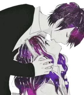 ♥️ anime, pareja, beso, romance, dibujos animados, amor telegram sticker