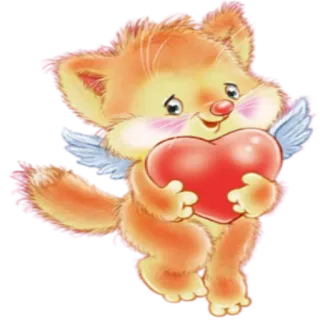 😇 cartoon, kat, hart, vleugels, schattig, dier, sticker whatsapp sticker
