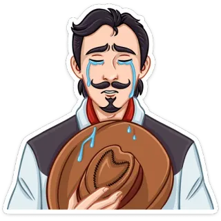 😢 pleurer, triste, cowboy, chapeau, émotionnel telegram sticker