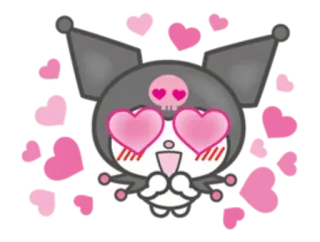 😍 Kuromi kawaii, schattig, hartjes, cartoon telegram sticker