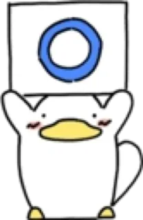 👍 kaczka, zwierzę, kawaii, słodki, koło, biały telegram sticker