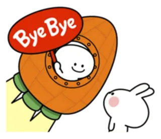 🚀 Bye Bye cartoon, dag, raket, afscheid, personage, schattig, zwaaien telegram sticker