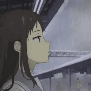😥 anime, ragazza, triste, pioggia, pensierosa telegram sticker