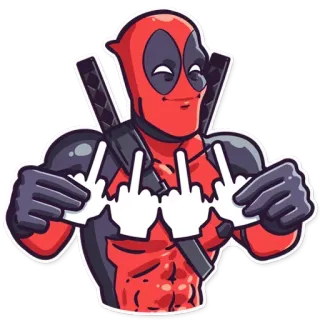 🖕 Deadpool deadpool, marvel, super-herói, dedo do meio, ofensivo telegram sticker