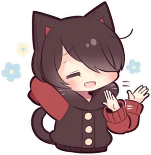 ☺️ gatto, chibi, anime, kawaii, carino, cartone animato, adesivo whatsapp sticker