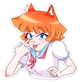 👀 Anime, Dibujos animados, Chica, Uniforme escolar, Linda, Lengua, Ilustración, Pelo naranja telegram sticker