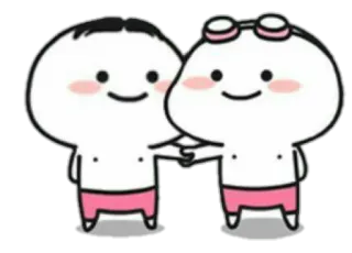 🍢 漫画, 可愛い, 水着, 友情, 水泳 telegram sticker