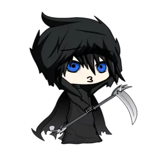 😗 kematian, malaikat maut, arit, kartun, gelap, anime telegram sticker