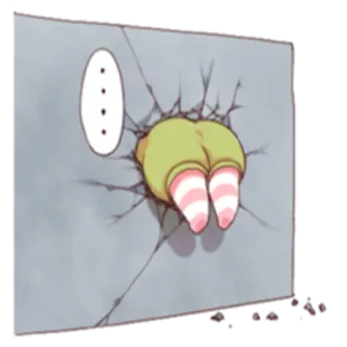 😶 trasero, pegado, pared, anime, divertido, ilustración telegram sticker