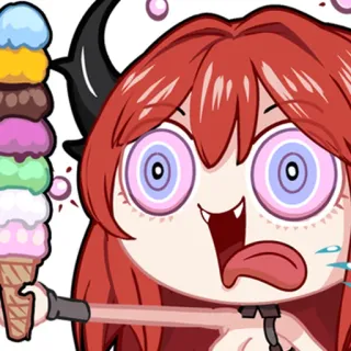 😋 Anime, Kreskówka, Demon, Lody, Zabawne, Lol, Podekscytowany whatsapp sticker