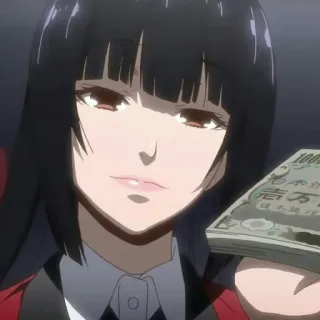 ☕️ Yumeko Jabami Kakegurui 壱万円 anime, kakegurui, yumeko jabami, jogo, dinheiro, japão, mangá, personagem telegram sticker