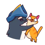 🤗 cartoon, cat, pirate, animal, friendship, hug telegram sticker