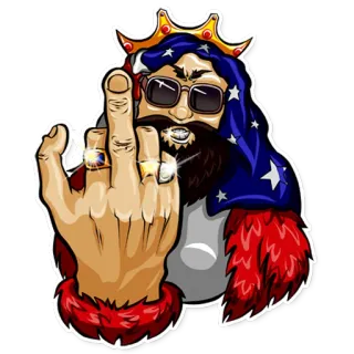 🖕 doigt d'honneur, offensant, impoli, étoiles, couronne, lunettes de soleil telegram sticker