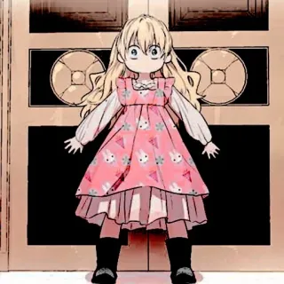 🍼 女孩, 连衣裙, 动漫, 漫画, 金发, 插图 whatsapp sticker