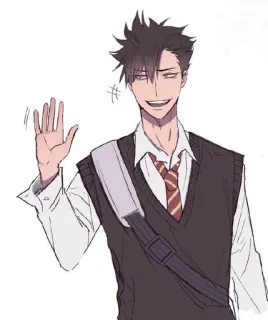 👋 Kuroo Tetsurō Haikyuu!! Anime, Haikyuu, Kuroo Tetsuro, Schuluniform, Gruß telegram sticker