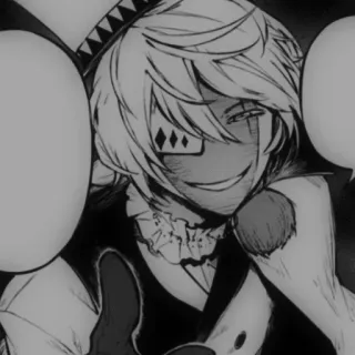 🎭 Anime, Manga, Charakter, Clown, Monochrom telegram sticker
