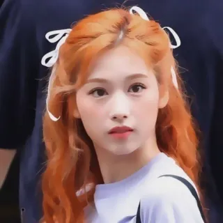 🍑 Sana kpop, twice, idol, chanteuse, sana, minatozaki sana, cheveux orange, femme telegram sticker