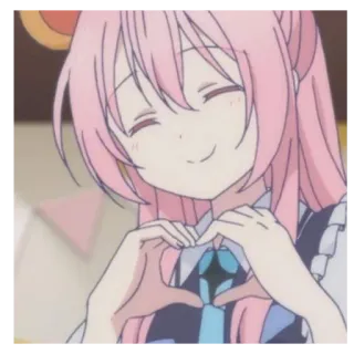 🤍 Anime, Dziewczyna, Serce, Miłość, Słodkie, Różowe włosy, Kreskówka whatsapp sticker