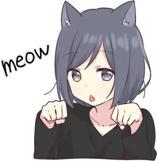 😸 meow cat, anime, girl, meow, cute, neko whatsapp sticker