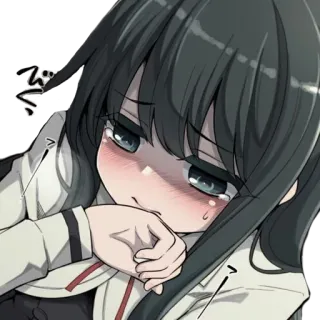 😔 べそ อนิเมะ, มังงะ, ผู้หญิง, ร้องไห้, เสียใจ, น้ำตา, เขิน telegram sticker