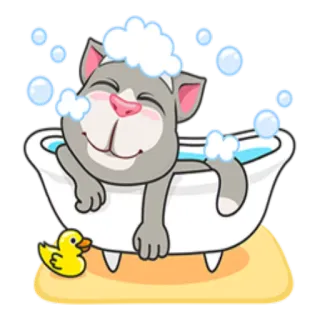 💦 Tom Cat cat, bath, bubbles, rubber duck, relax, cartoon telegram sticker